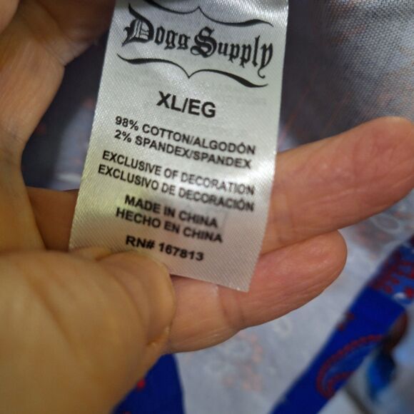 Dogg Supply Snoop Dogg Men's Shirt Blue Patchwork Paisley Pattern Size XL NWT - Picture 7 of 9